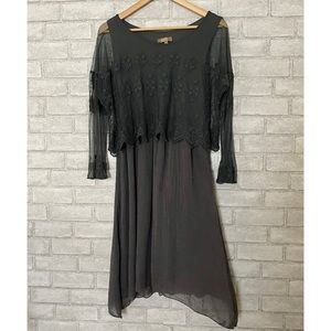 Carla Conti Sheer Floral Long Sleeve Midi Dress